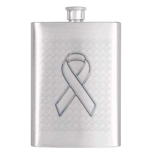 White Ribbon Awareness on Checkers Print Flacon (Voorkant)