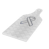 White Ribbon Awareness on Checkers Print Snijplank (Hoek)