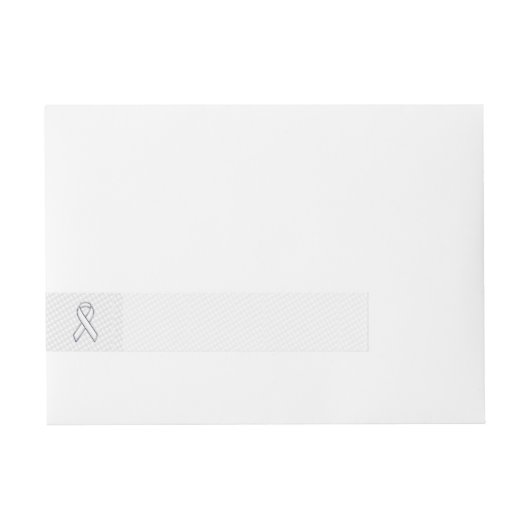 White Ribbon Awareness on Houndstooth Print Adreslabel Wikkel (Voorkant)
