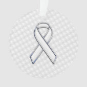 White Ribbon Awareness on Houndstooth Print Ornament (voorkant)