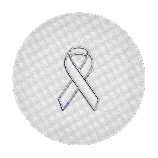 White Ribbon Awareness on Houndstooth Print Snijplank (Voorkant)