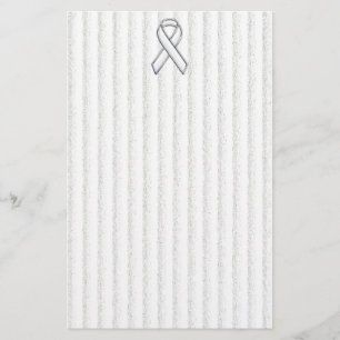 White Ribbon Awareness on Vertical Stripes Briefpapier