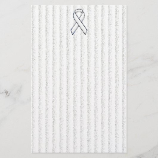 White Ribbon Awareness on Vertical Stripes Briefpapier (Voorkant)