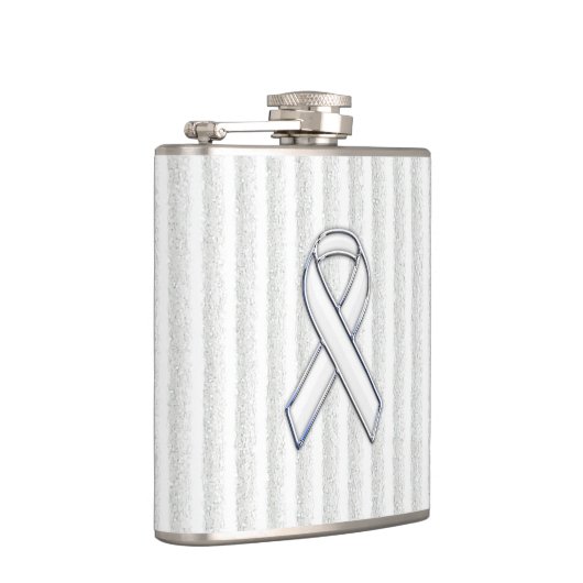 White Ribbon Awareness on Vertical Stripes Heupfles (Rechts)