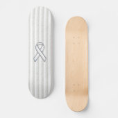 White Ribbon Awareness on Vertical Stripes Skateboard (Voorkant)