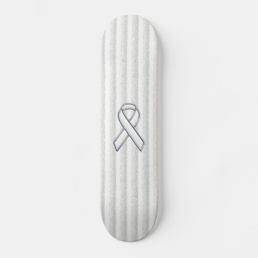 White Ribbon Awareness on Vertical Stripes Skateboard (Voorkant)