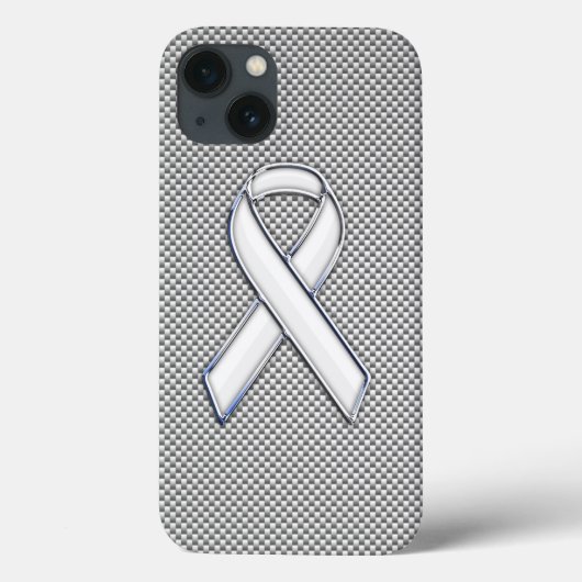 White Ribbon Awareness White Carbon Fibre Print Case-Mate iPhone Case (Achterkant)