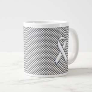 White Ribbon Awareness White Carbon Fibre Print Extra Grote Beker