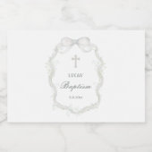 White Ribbon Baby's Breath Baptism Sparkling Wijnetiket (Enkel label)