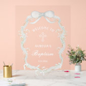 White Ribbon Baby's Breath Baptism Welcome Acryl Bord (Huwelijk)