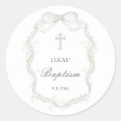 White Ribbon Baby's Breath Doop Ronde Sticker (Voorkant)