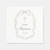 White Ribbon Baby's Breath Doop Servet (Voorkant)