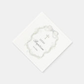 White Ribbon Baby's Breath Doop Servet (Hoek)