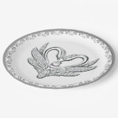 White Ribbon Silver Swans Paper Bord (Gekanteld)