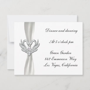 White Ribbon Silver Swans Reception Kaart