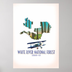 White River National Forest Colorado usa kaart Poster