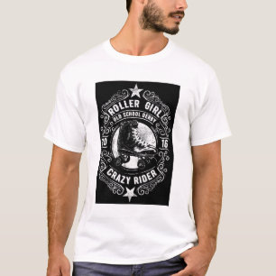 White Roller Girl Crazy Rider Graphic T-shirt