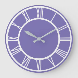 White Roman Numeral Border Pattern Lt Paars Round Grote Klok