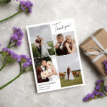 White Romantic 6 Photos Mariages Merci Note<br><div class="desc">carte de remerciements mariage avec un collage de quatre photos propre et merci dans un script de signature propre sur un côté. De l'autre côté,  deux autres photos et un message de remerciement imprimé et vos noms.</div>