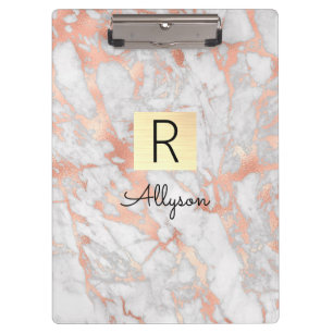 White & Roos Gold Marble Gold Box, naam en monogra Klembord