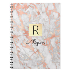 White & Roos Gold Marble Gold Box, naam en monogra Notitieboek