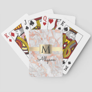 White/Roos Gold marble Gold Box, naam/Monogram Vs2 Pokerkaarten
