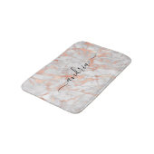 White & Roos Gold Marble, zwarte scriptnaam Badmat (Gekanteld)
