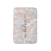 White & Roos Gold Marble, zwarte scriptnaam Badmat (Voorkant Verticaal)