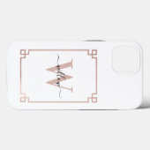 White & Roos Gold Pink Greek Key Monogrammen Case-Mate iPhone Case (Achterkant (horizontaal))
