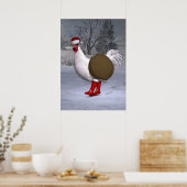White Rooster Santa Claus Poster (Keuken)