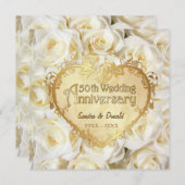 White Rose 50th Wedding Jubileum Kaart (Voorkant / Achterkant)