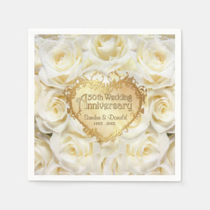 White Rose 50th Wedding Jubileum Servet