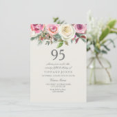 White Rose 95th 96th 97th 98th 99th Birthday Kaart (Staand voorkant)