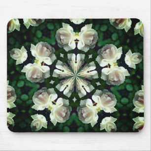 White Rose Abstract Flower Art Muismat