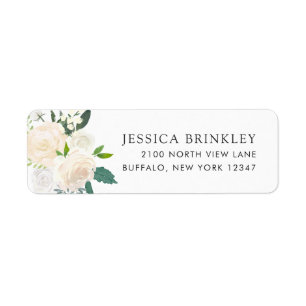 White Rose Adres Floral Etiket
