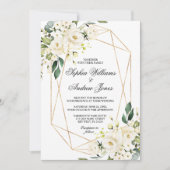 White Rose and Greenery Wedding Kaart (Voorkant)