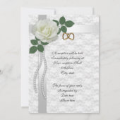 White rose and lace bruiloft Invitation Kaart (Achterkant)