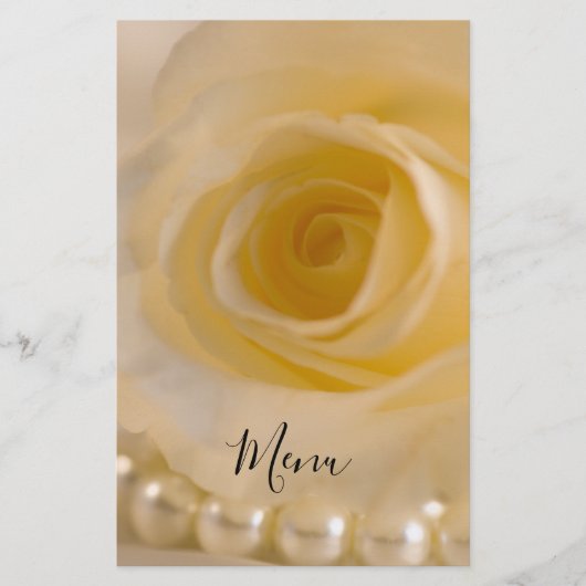 White Rose and Pearls Wedding Menu (Voorkant)