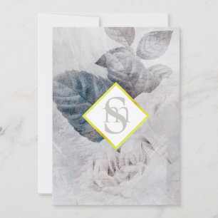 * White Rose AR26 Flower Monogram QR RSVP Wedding Kaart