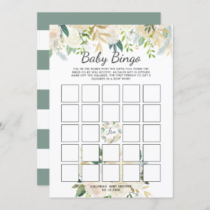 White Rose   Baby shower Bingo Game Kaart