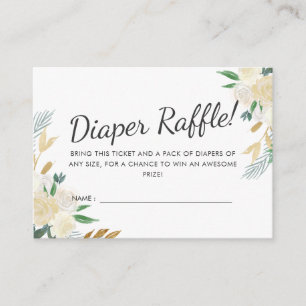 White Rose Baby Shower Luier Raffle Game Informatiekaartje