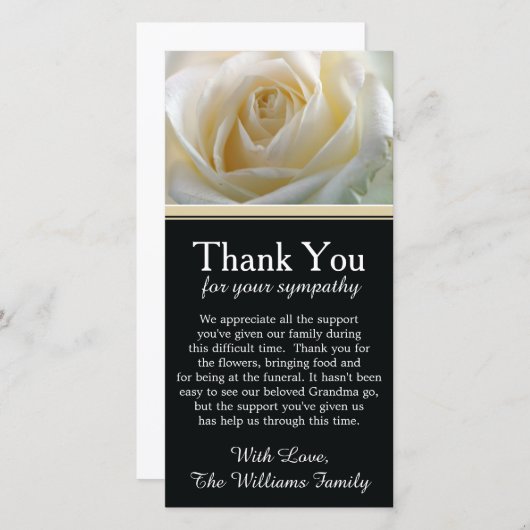 White Rose Bereavement Sympathie Bedankt (Voorkant / Achterkant)