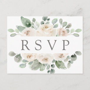 White Rose Bloemen RSVP Briefkaart met Maaltijdkeu