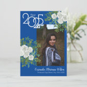 White Rose Blue Photo Afstuderen Aankondiging (Staand voorkant)