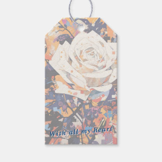 White Rose Botanical Acrylic Painted Floral Cadeaulabel
