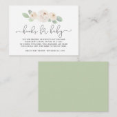 White Rose Botanical Book Request Baby shower Informatiekaartje (Voorkant / Achterkant)