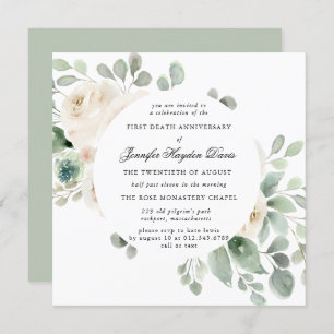 White Rose Botanical First Death Jubileum Kaart