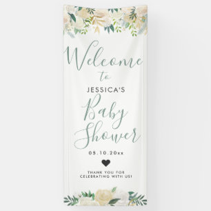 White Rose Bouquet Baby shower Welkomstteken Spandoek
