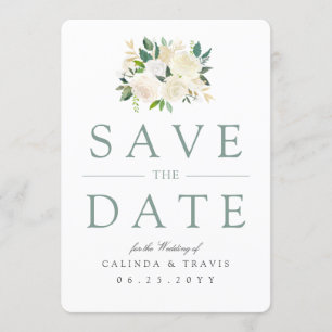 White Rose Bouquet Floral Datum opslaan Save The Date