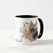 White Rose Bouquet German Shepherd Dog Mok (Voorkant rechts)